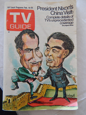 TV Guide February 19-25 1972 986 Richard Nixon China Visit Memphis Bill Russell