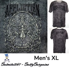 Affliction Skull Mens XL USA Made Distressed Dagger Cross Goth Shirt