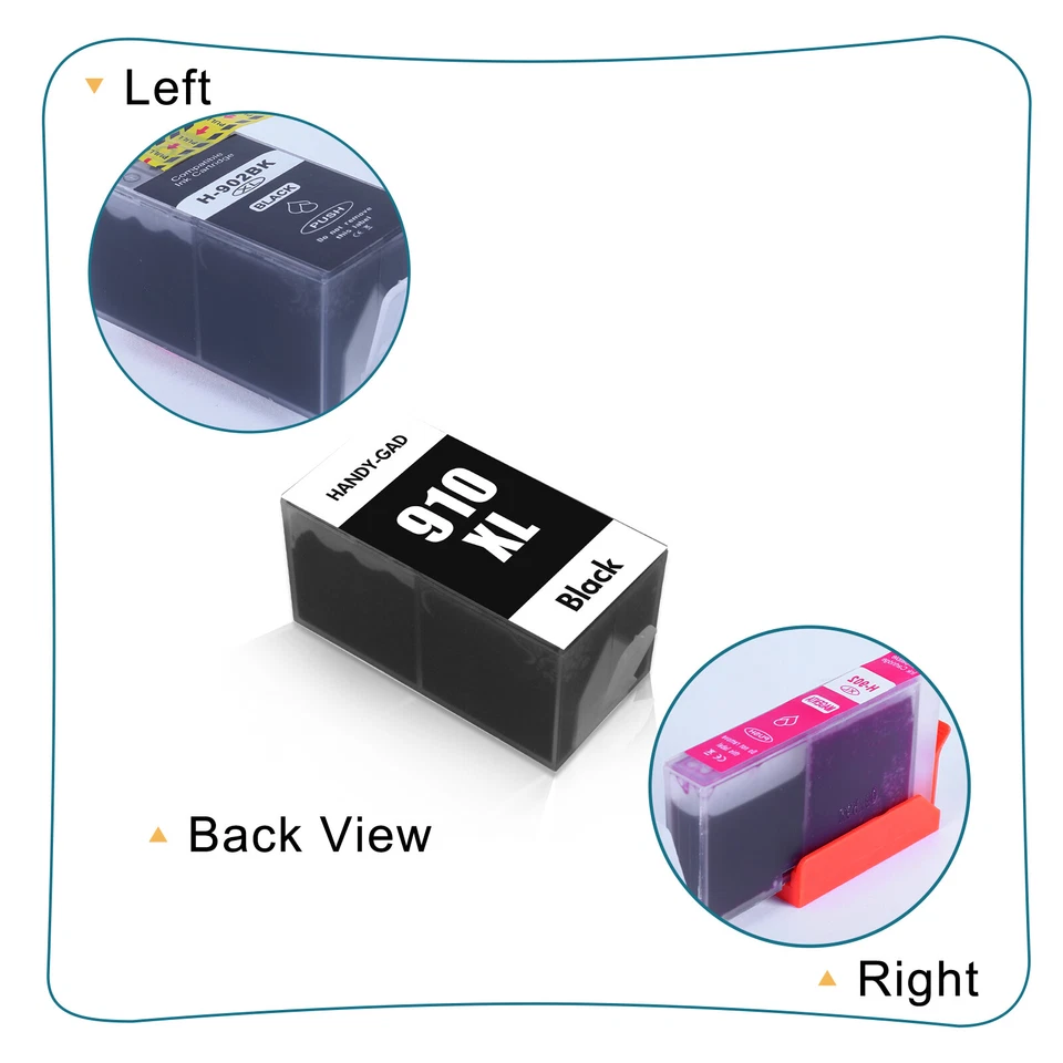 Cartucho de tinta 4 PK 910XL para HP OfficeJet Pro 8020 8025 8025e 8015 8015e 8035 e Foto 4 de 4