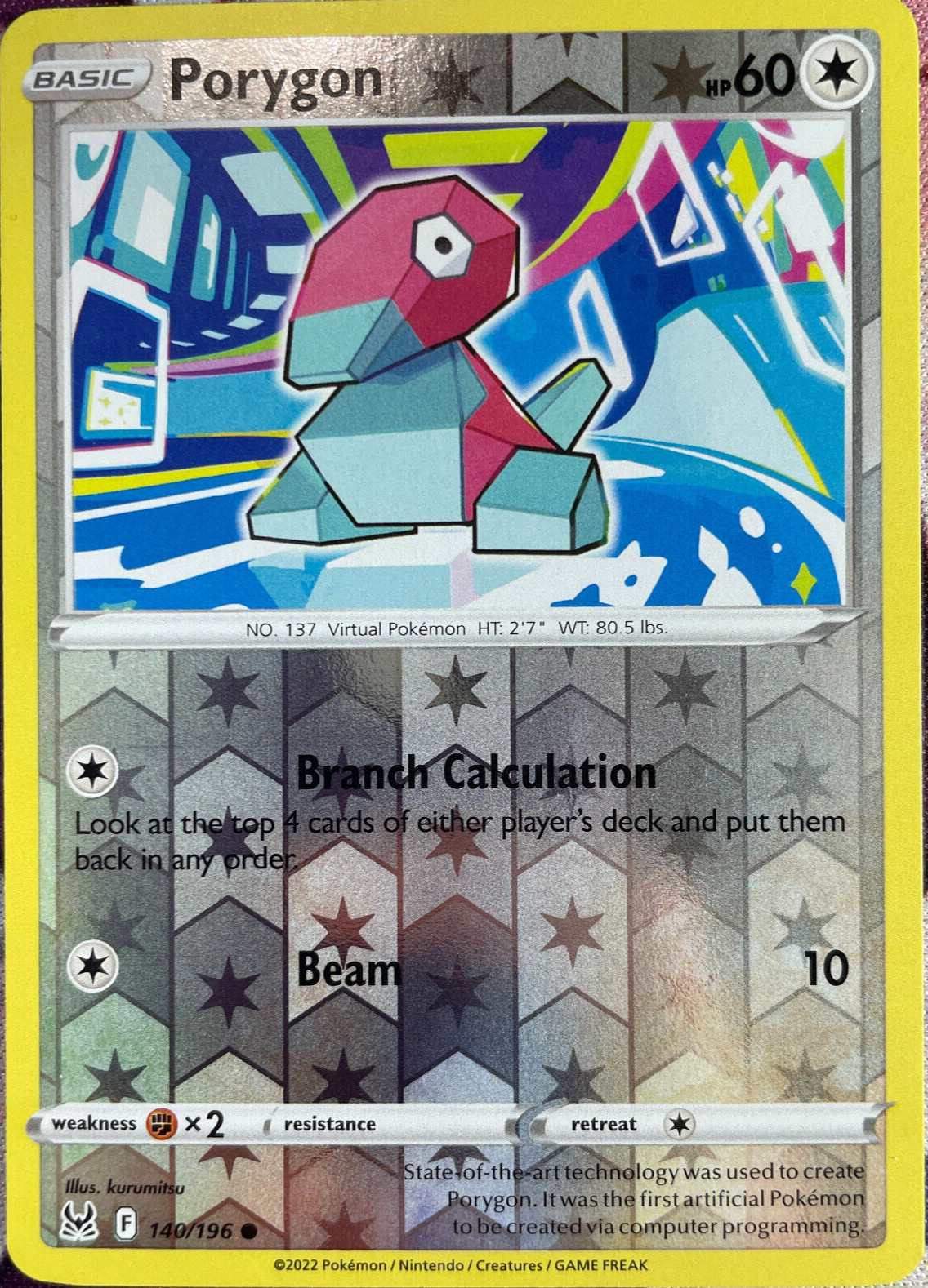 Porygon Reverse Holo - 140/196 - Lost Origin Pokemon 2022