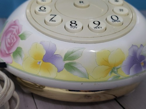 Hentak Limited LP-01 Antique Porcelain Gold Tone Telephone Floral Design - Works - Afbeelding 2 van 16