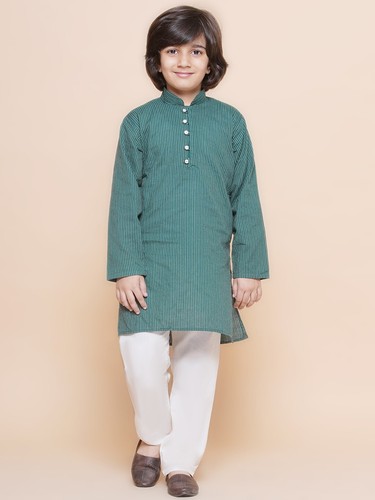 Kids Ethnic Wear Cotton Embroidery Printed Full Sleeve Kurta Pyjama Set For Boys - Picture 5 of 24