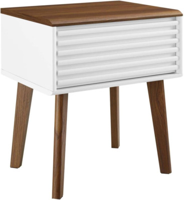 Render Mid-Century Modern End Table or Nightstand in Walnut White, 15 X 19 X 21.