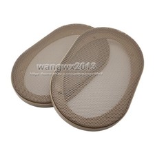 2x 4"x6" 4x6 inch Speaker Cover Audio Decorative Circle Metal Mesh Grille Khaki