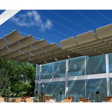Retractable Pergola Canopy Cover Brown Sun Shade Awning Outdoor Yard Patio Deck