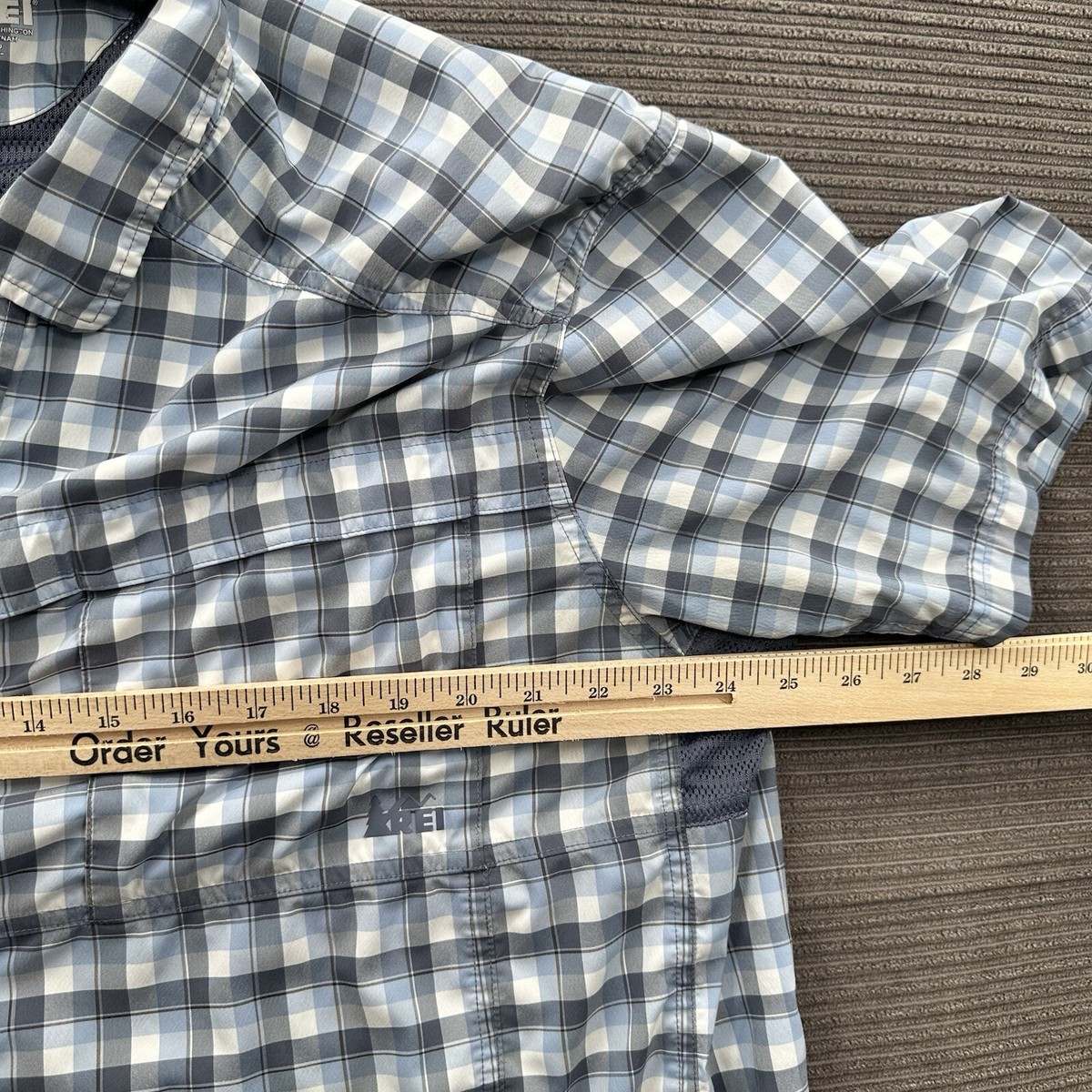 REI Chemise Homme Grand Bleu/Marron Plaid Ventilé Randonnée