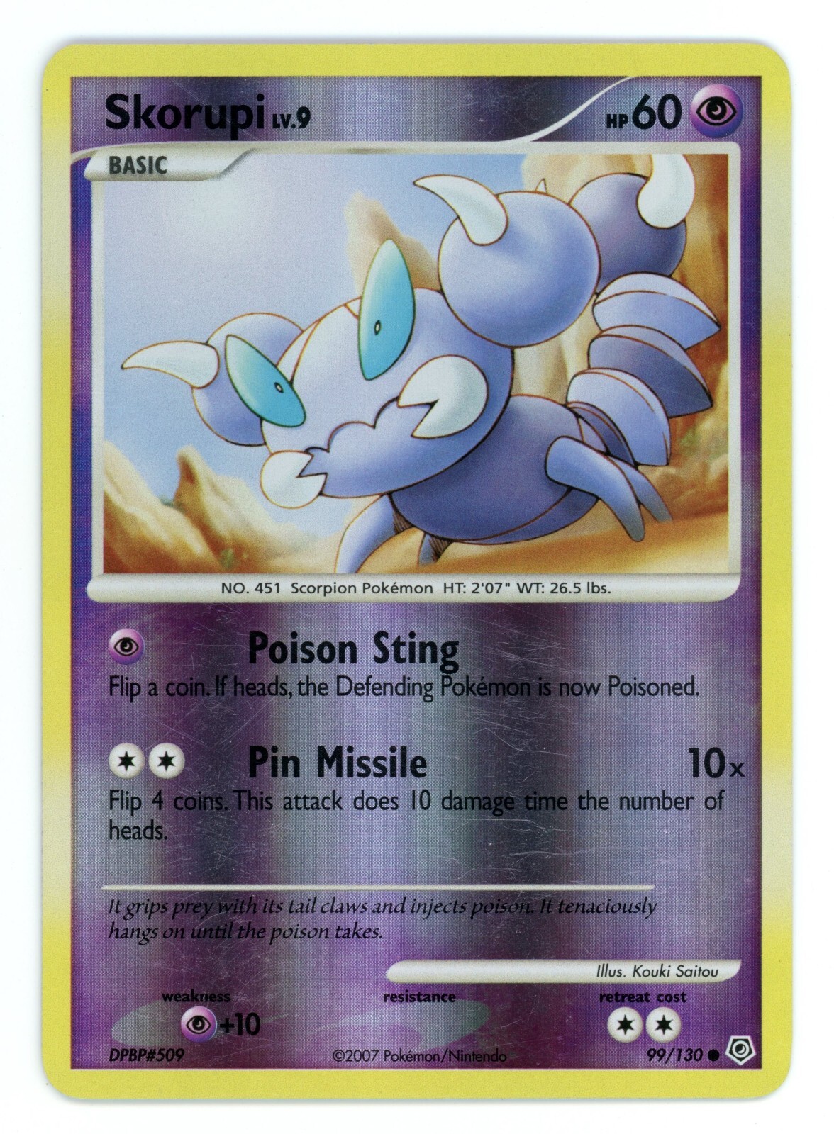 Pokemon Card - Skorupi 99/130 - Diamond & Pearl - Reverse Holo