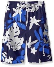 Kanu Surf Little Boys Voyage Floral Swim Trunk, Navy, Small 4 