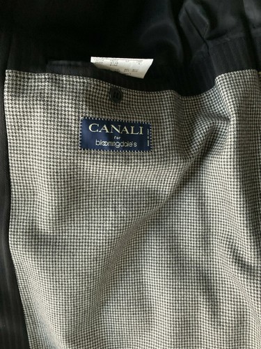 NEW CANALI Men's Wool Coat Overcoat 44R Insulated Black Tonal Stripe VINTAGE - Picture 8 of 9