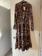 Brown Leopard Drop Hem Frill Button Up Maxi Dress Pretty Little Thing