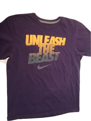 Nike Shirt Adult Medium Purple Yellow Grey âUnleash The Beastâ Swoosh Cotton Men | eBay