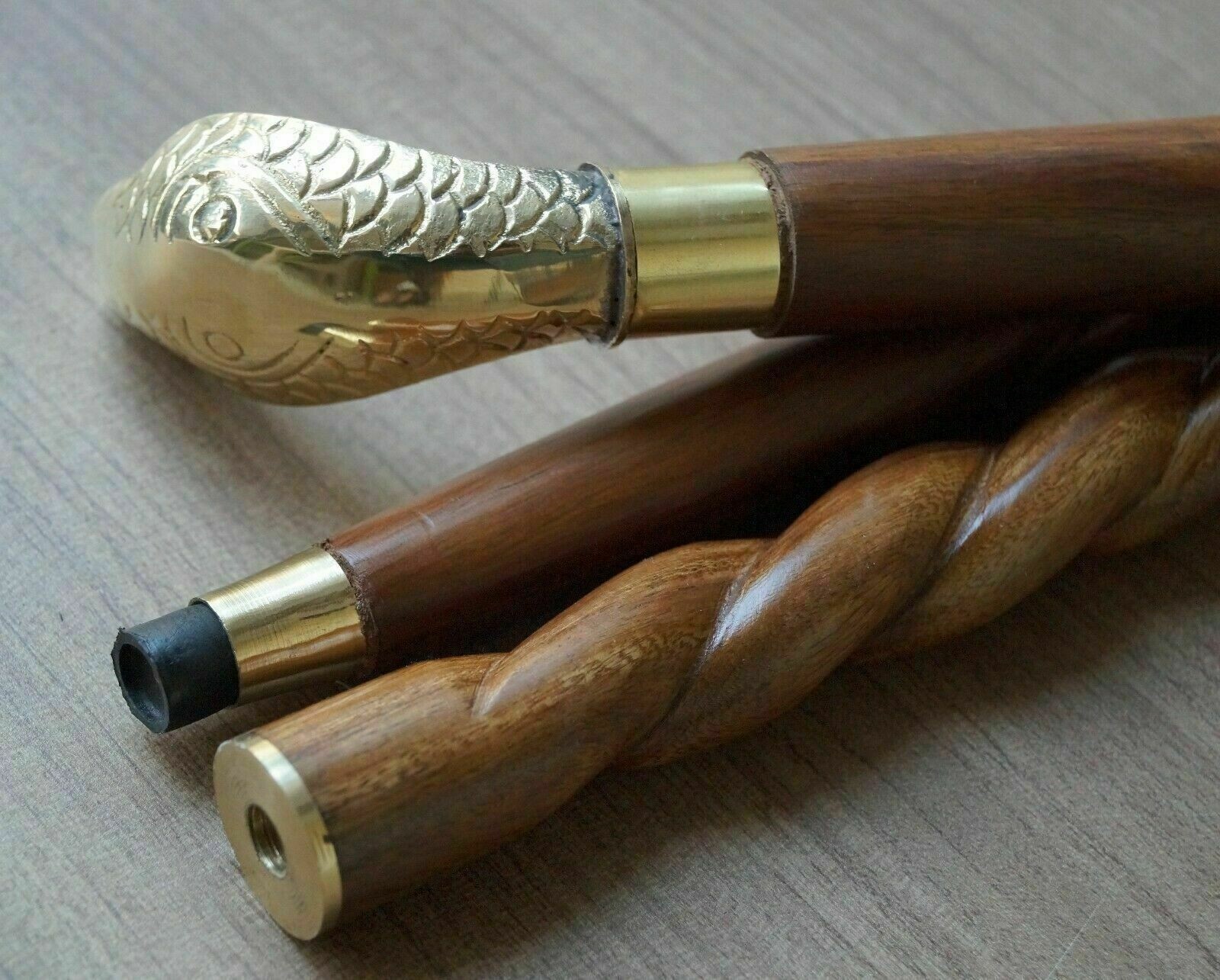 Designer Brass Solid Snake Cobra Handle Vintage W… - image 4