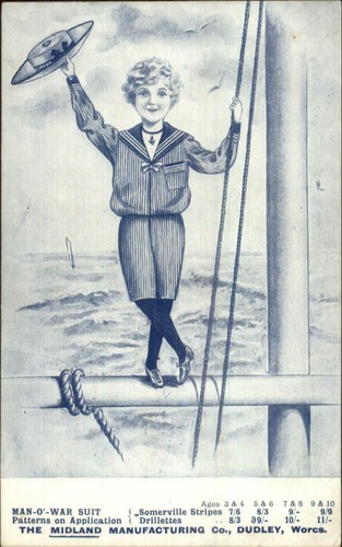 Clothing Fashion Boys Man O' War Sailor Suit Midland Mfg Dudley Worcs Postcard
