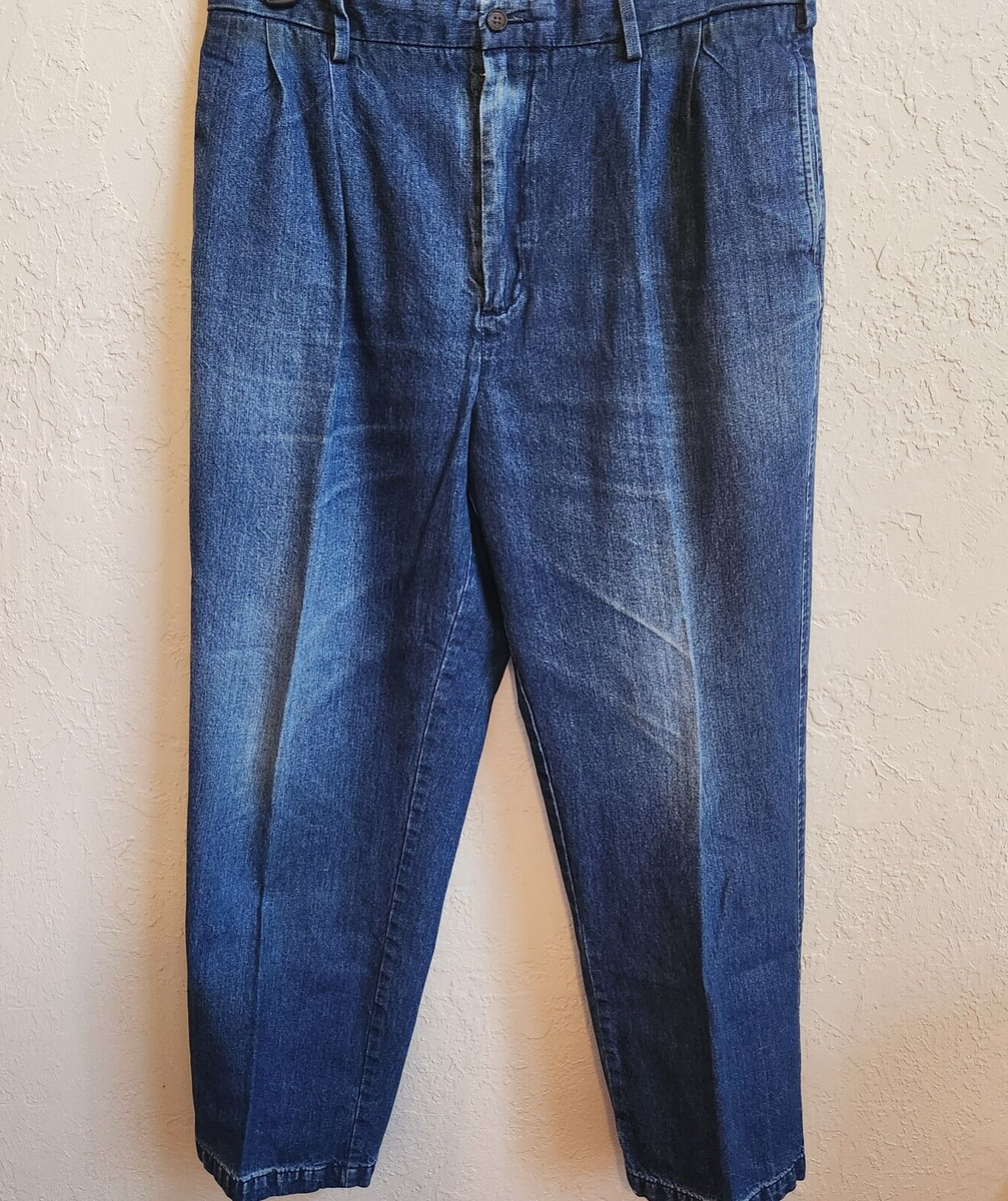 Vtg Daniel Cremieux Cotton Pleated Front Jeans Mens 36 x 30 Blue