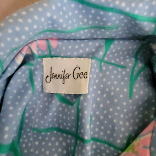 Vintage 70s Womens 2pc Skirt Shirt Set Jennifer Gee Floral Dot Sz 12 Secretary - Picture 14 of 23