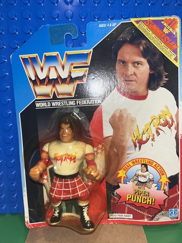 WWE WWF Rowdy Roddy Piper Figure with MOC Piper Pu...
