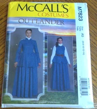 McCalls Costumes Pattern M7823 Ms OUTLANDER Claire Jacket & Vest w/Peplum  6-14