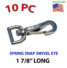 10 QTY Small Spring Snap Swivel Eye Hook Dog 1 7/8" Long