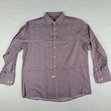 Jos A Bank Traveler Dress Shirt Mens Large Dark Red Mini Check Cotton Button Up