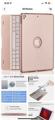 Wireless Keyboard F19/F19B for iPad Air/Air 2/Pro 9.7 2017/2018 Rose Gold
