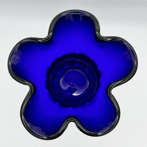 Vintage Studio Nova Cased Cobalt Blue Ruffled Art Glass Vase MCM 10.75” - Picture 3 of 12