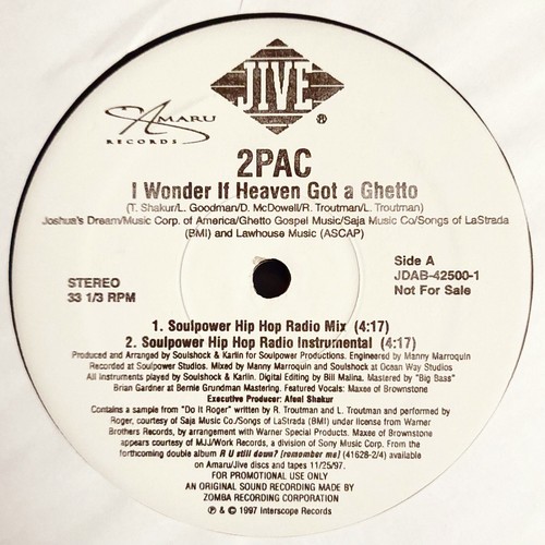 2Pac - I Wonder If Heaven Got A Ghetto 12" 1997 Jive Records White Label NM - Picture 2 of 3