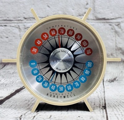 1960s Honeywell Starburst Desk Thermometer Humidity Gauge S.S. Mullen Award
