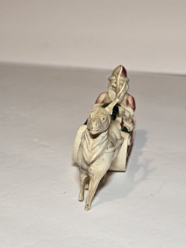 Weihnachtsmann mit Schlitten Rentier Weihnachtsschmuck Deko Vintage Kunststoff - Bild 3 von 10