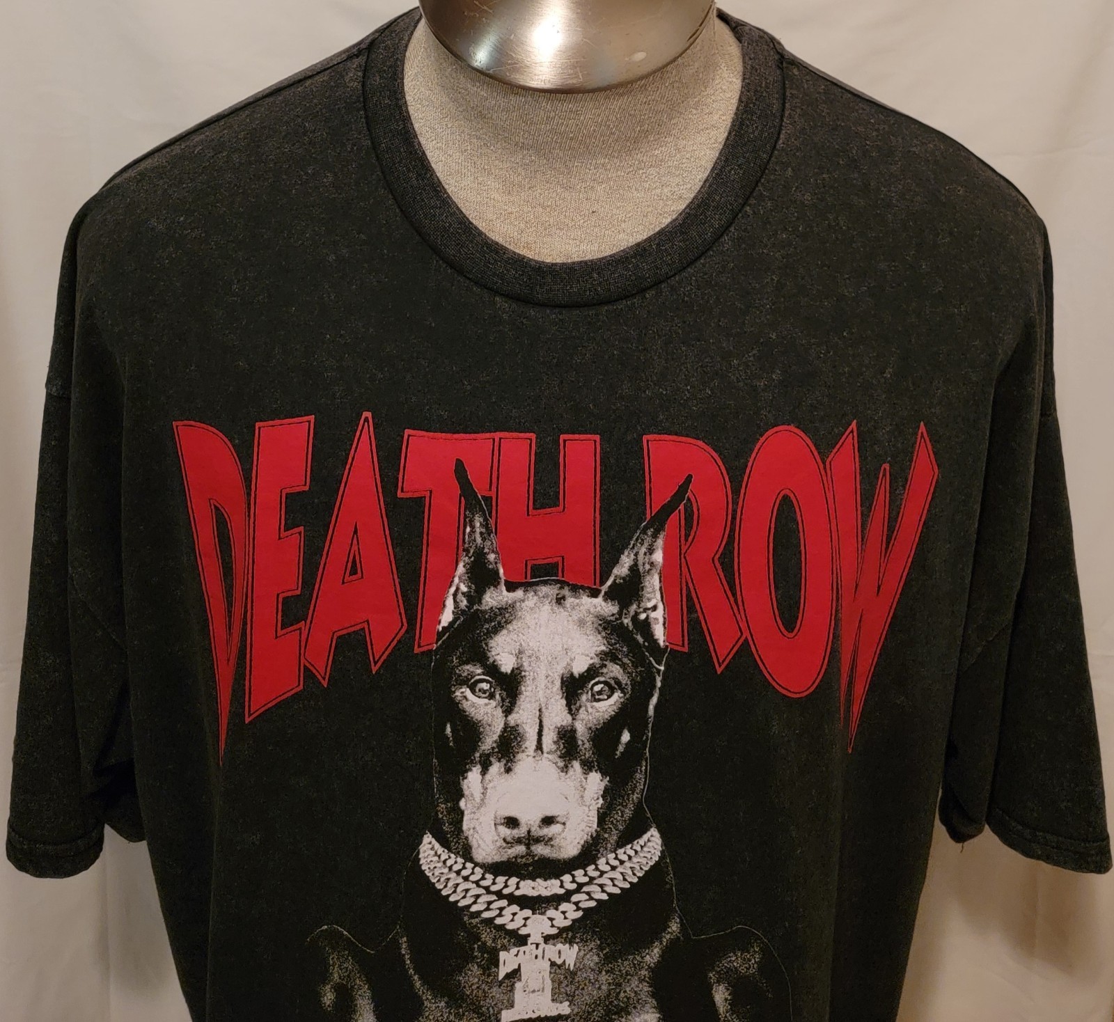 FILA DEATH ROW RECORDS DOBERMAN T SHIRT UOMO NERA NUVOLOSA MANICA CORTA TAGLIA 2XL