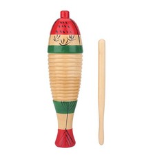 Bnineteenteam Fish-Shaped Wooden Guiro Percussion Instrument with Scraper