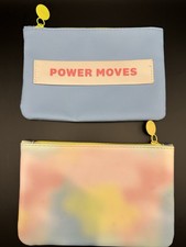 IPSY Glam Bags set of 2 - Power Moves  Pastel Clouds w/ Smiley zipper