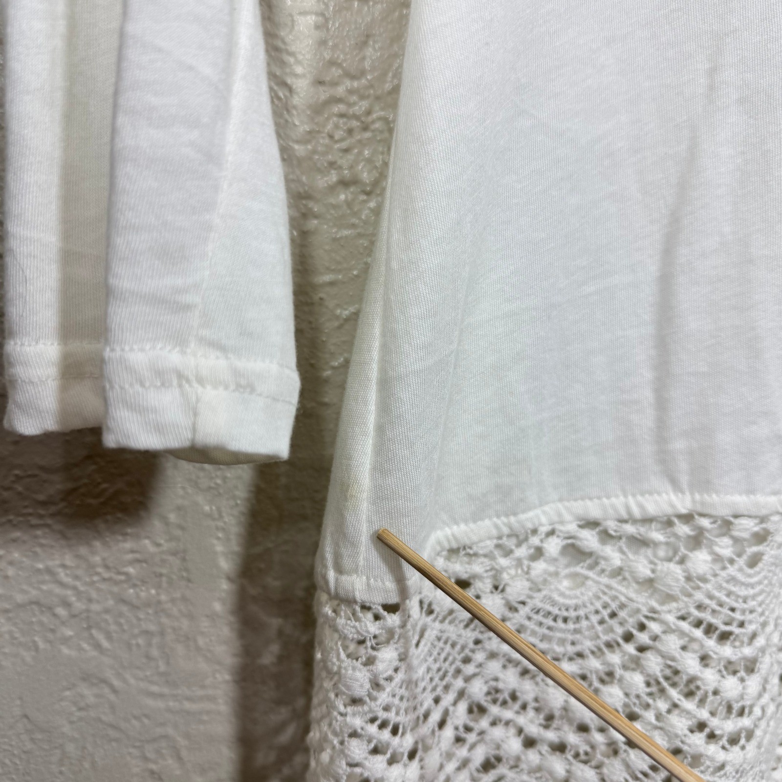 Anthro Mur Mur Tunic Top Small Crochet Lace Sheer Cottage Garden Lagenlook Artsy