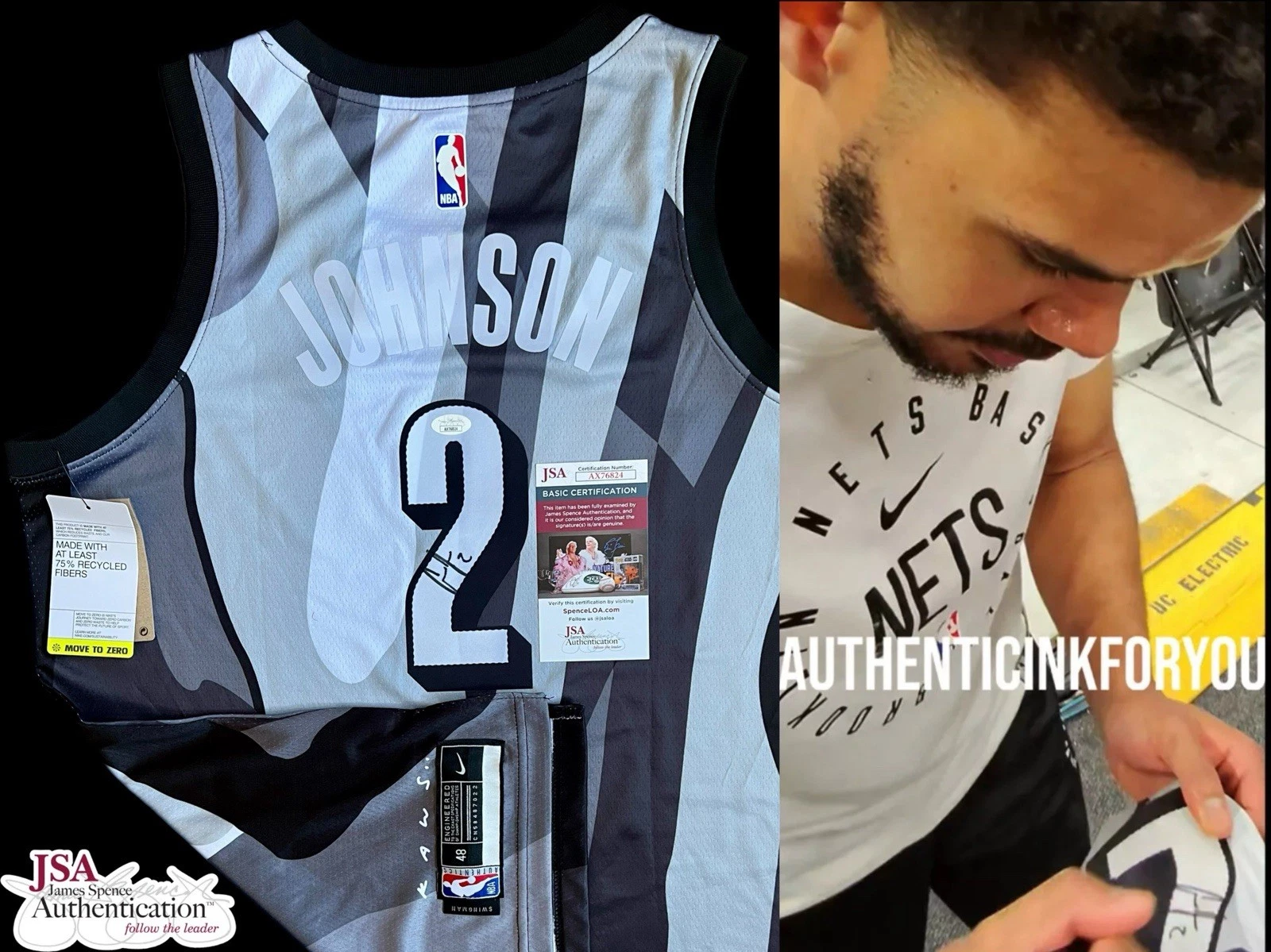 CAM JOHNSON SIGNED JERSEY JSA COA + EXACT VIDEO PROOF BROOKLYN NETS AUTOGRAPH