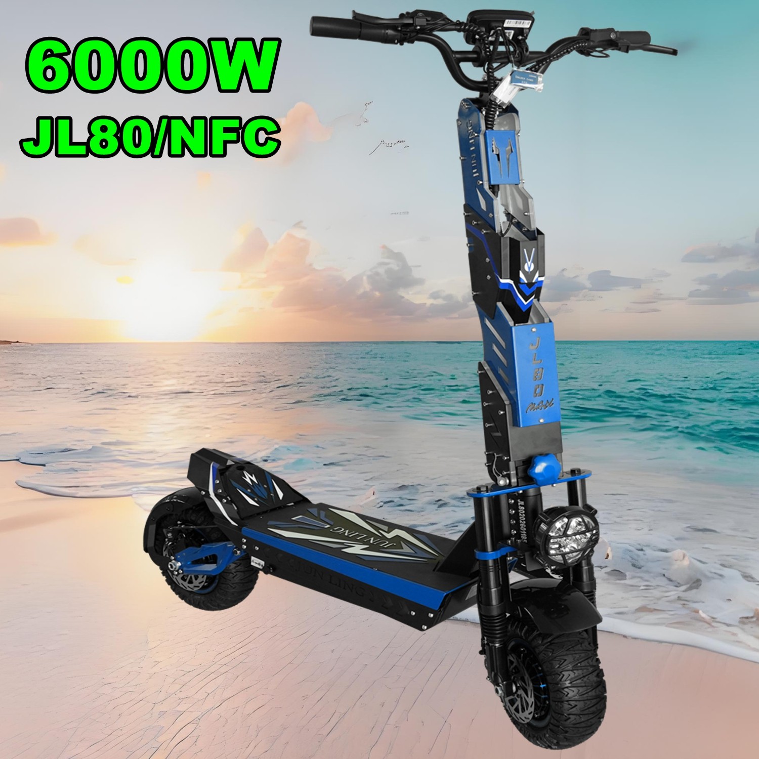 NFC APP 6000W High Power Electric Scooter 52 Miles Range 45M