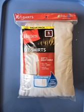 Hanes 6 Pack White Crew Neck T-Shirts Tagless Size S Soft Breathable New