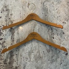 Ralph Lauren Polo Wood Clothes Hanger Light Brown Wishbone RL PRL Lot 2 Hangers