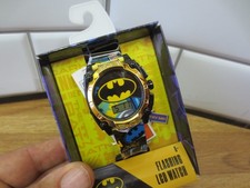 DC Comics BATMAN Flashing LCD Kids Watch Accutime NEW in Box