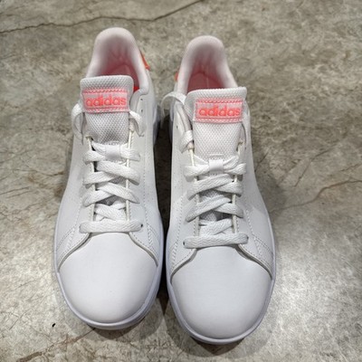 Adidas Advantage Base Trainers White  & pink size uk 4 VGC
