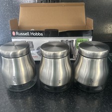 Juego de envases de azúcar café té acero inoxidable Russell Hobbs plateado