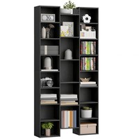 HOMCOM Tall Bookshelf with 21 Compartments and 10 Adjustable Shelves, Black
