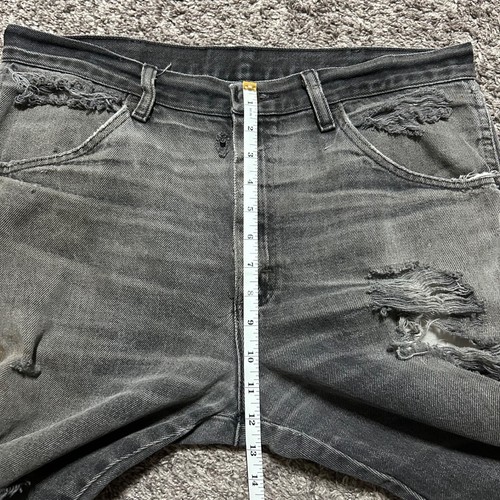 Vtg Thrashed Denim Jeans Faded Black 90s Rustler 35x25 Grunge Goth Aesthetic - Picture 11 of 14