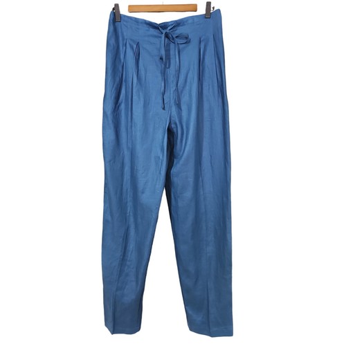 Valerie Stevens High-Rise Linen Pants Blue Size 14W NWT