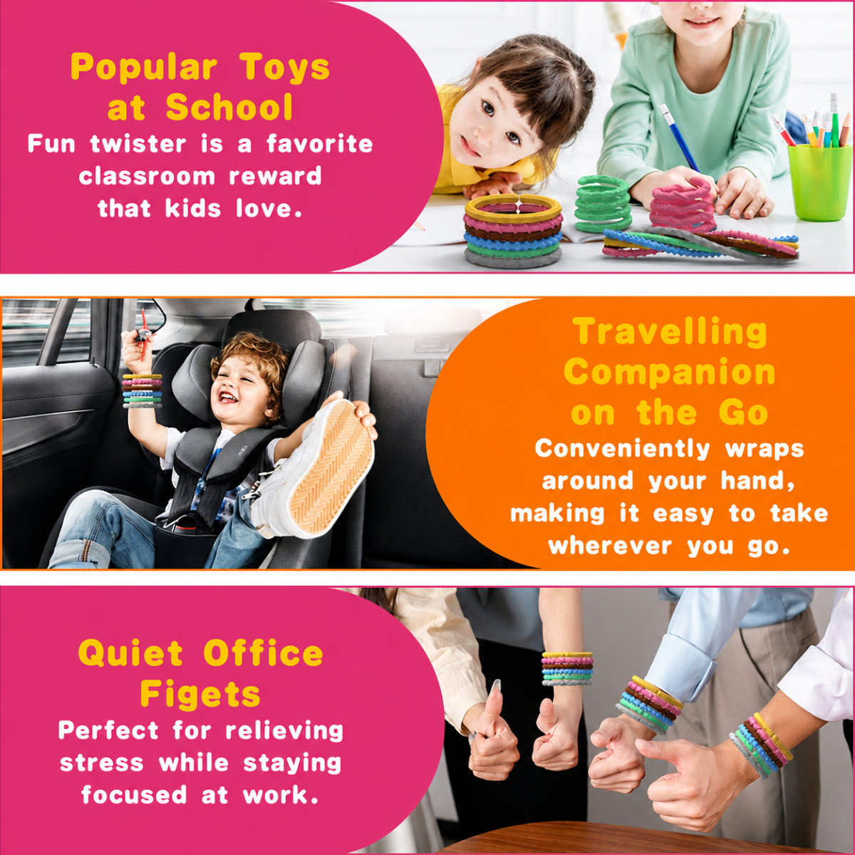 Antistress Fidget Toys 6 Pezzi Giocattolo Fidget Anelli Sensoriali Silicone Girevole foto 3