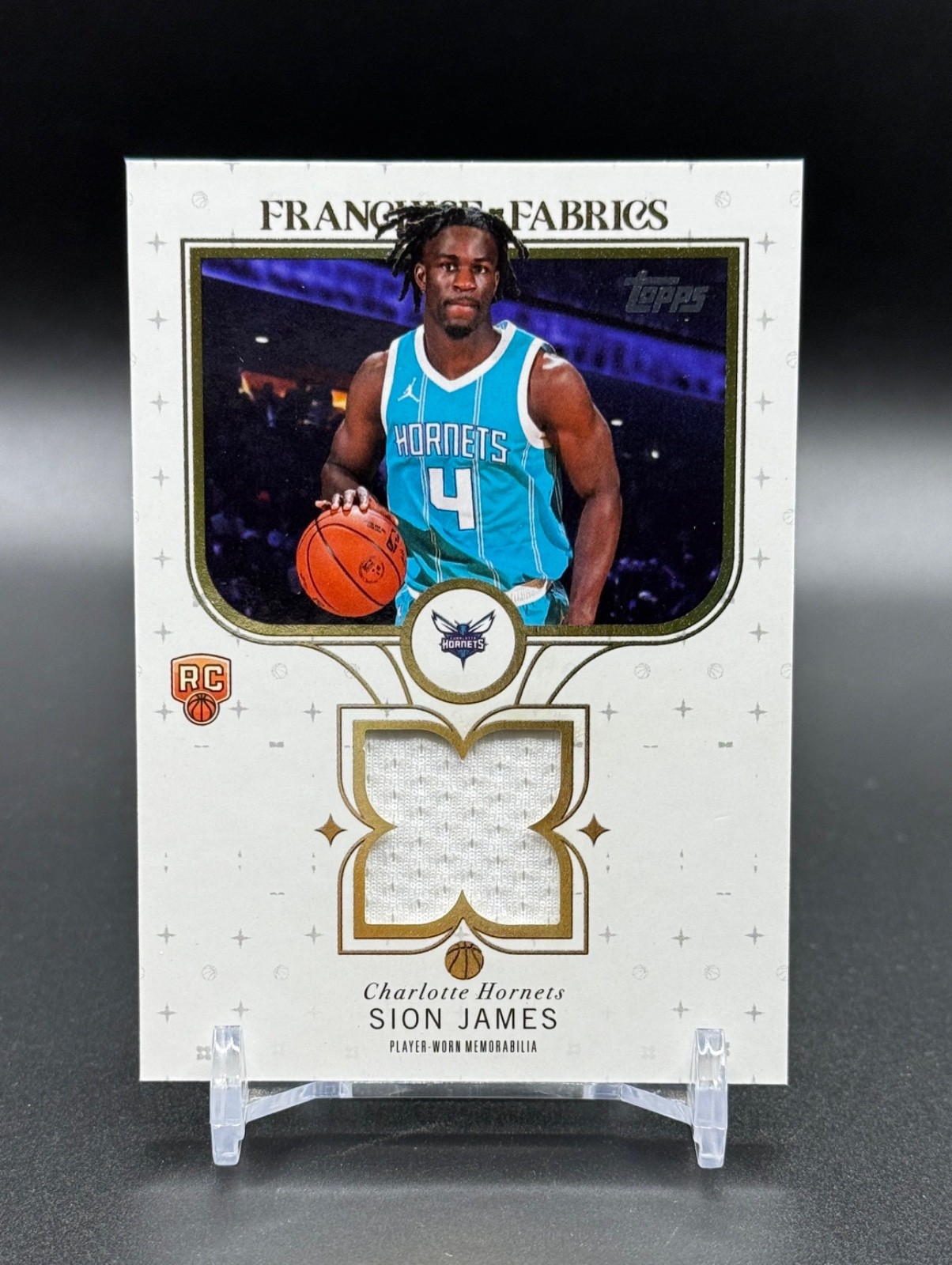 2025-26 Topps NBA #FF-SJ SION JAMES Franchise Fabrics Rookie Jersey Hornets RC