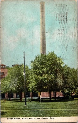 Vintage Power House Water Works Park Canton Ohio Postcard 1909