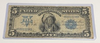 Fine 1899 $5 ‘Chief’ U.S. Silver Certificate Lyons Roberts (Fr #271) Note