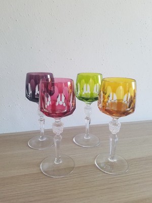 4 Weinrömer Glas Römer Nachtmann Antika Überfangglas Kristallglas farbig bunt