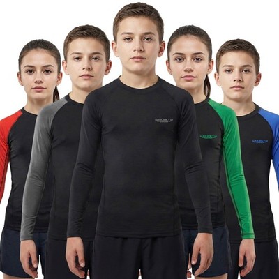 Exxact Sports Long Sleeve Kids BJJ Rash Guard, No Gi Compression Shirt