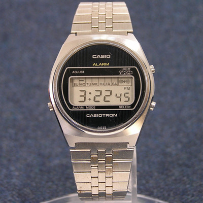 [Super Selten!] Casio 25CR-16 Casiotron 70er Vintage Alarm Digitaluhr Silber