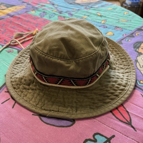 Sombrero azteca Dorfman Pacific vintage de los 90 para hombre verde medio DPC safari gorra cubo - Imagen 2 de 3